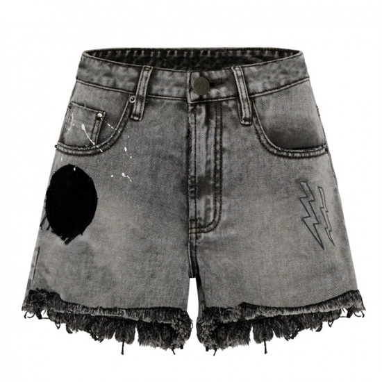 Acid washed denim shorts