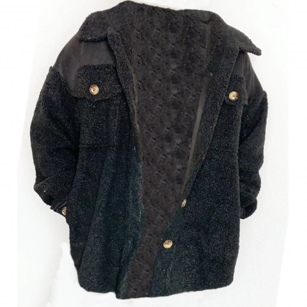 atchwork jacket. - Jacquard and leather atchwork jacket. - Jacquard and leather
