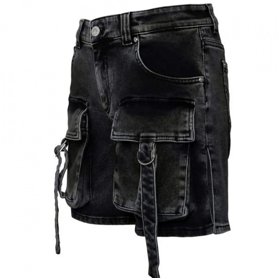 Cargo denim short  strapping (2)