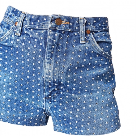 Classic denim shorts + rhinestones