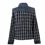 Denim + pleated cotton + jacquard flannelette jacket (2)