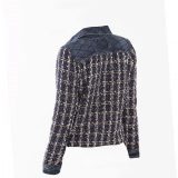 Denim + pleated cotton + jacquard flannelette jacket (3)