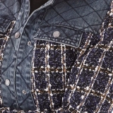 Denim + pleated cotton + jacquard flannelette jacket (4)