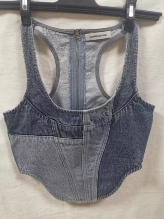 Denim contrasting vest Denim contrasting vest
