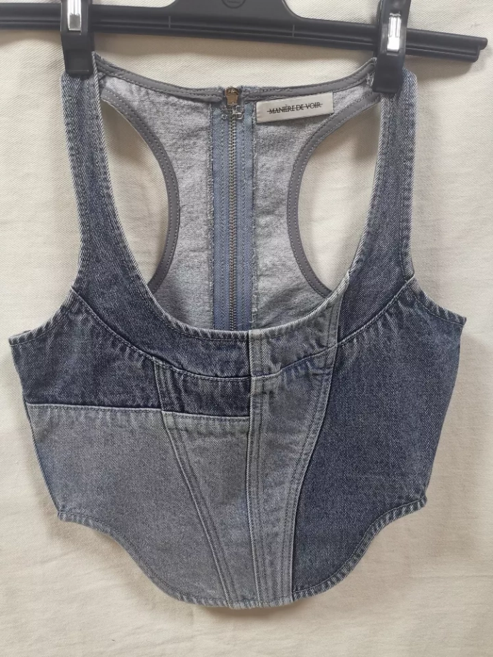 Denim contrasting vest