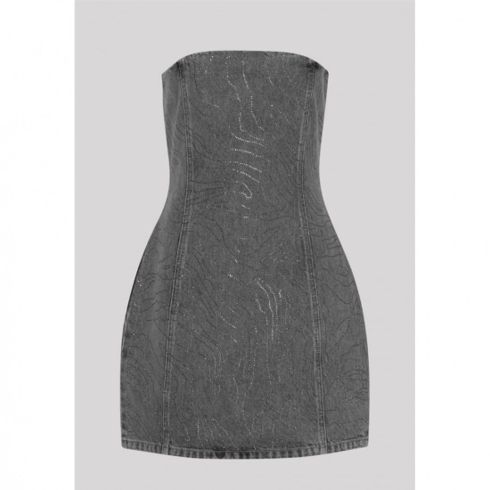 Denim dress-All rhinestones