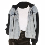 Denim jacket - knitted sleeves and hood