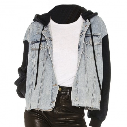 Denim jacket - knitted sleeves and hood Denim jacket - knitted sleeves and hood