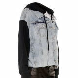 Denim jacket - knitted sleeves and hood (2)