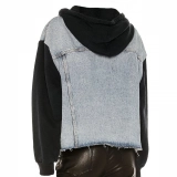 Denim jacket - knitted sleeves and hood (3)