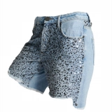 Denim shorts + Sparkly bead trim (2)
