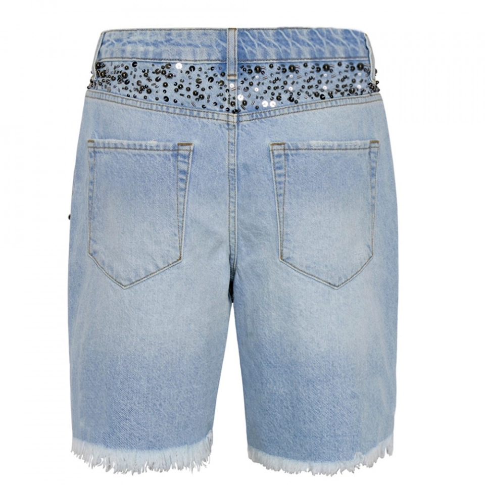 Denim shorts + Sparkly bead trim (3)