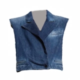 Denim suit collar vest