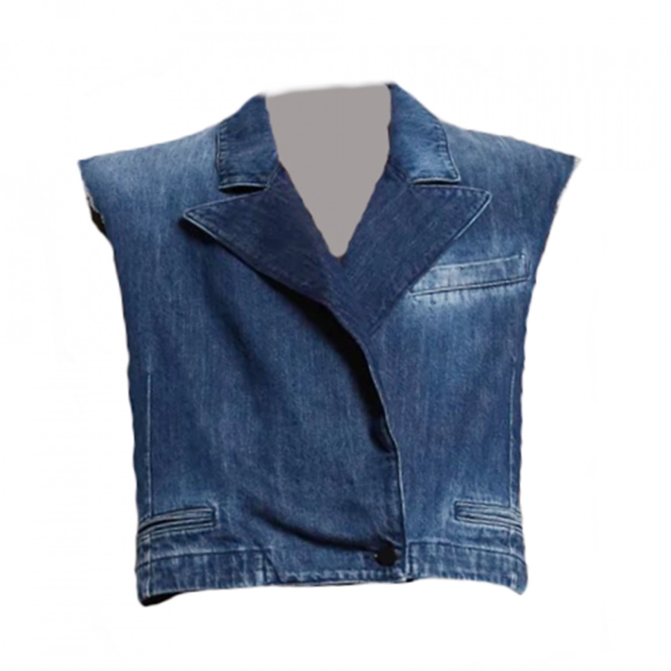 Denim suit collar vest