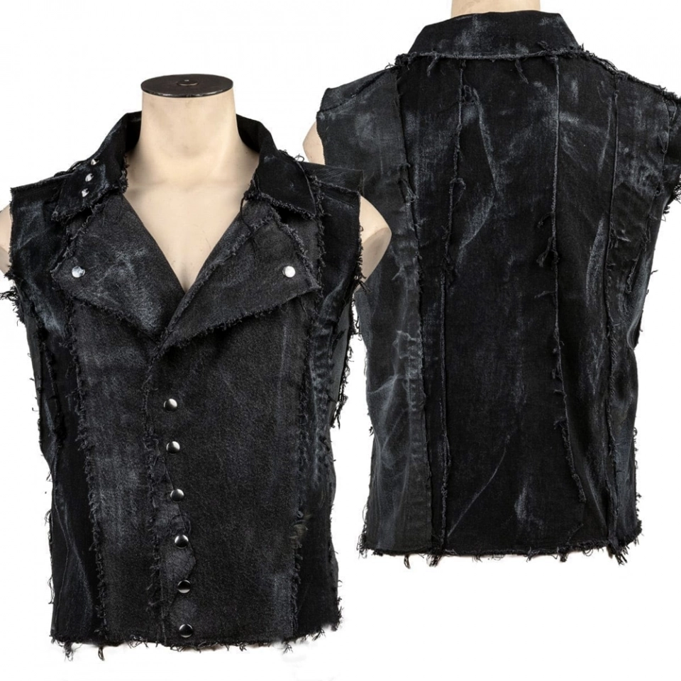 Denim vest + loose edge + snowflake wash