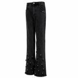 Women's Embellished beaded denim Jeans