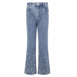 Women's Embellished beaded denim Jeans (2)