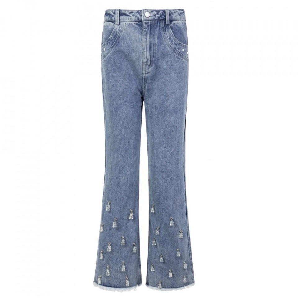 Women's Embellished beaded denim Jeans (2)