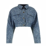 Jacquard denim jacket + full body glitter