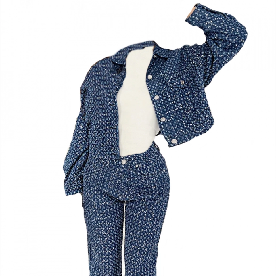 Jacquard denim jacket + full body glitter (2)