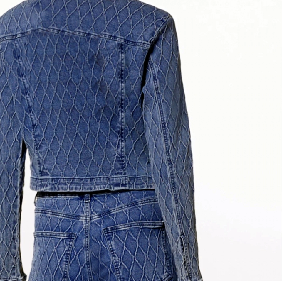 Jacquard denim jacket - zipper style (3)