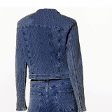 Jacquard denim jacket - zipper style (4)
