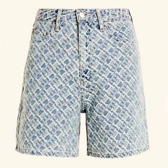 Jacquard denim shorts