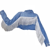 Ladies Denim Jacket-Rhinestone fringe decoration (2)