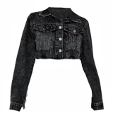 Ladies Denim Jacket-Rhinestone fringe decoration (3)