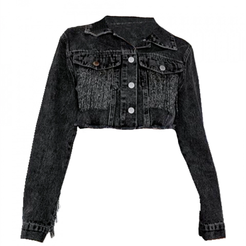 Ladies Denim Jacket-Rhinestone fringe decoration (3)