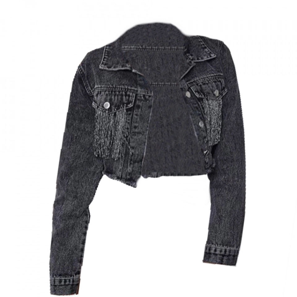 Ladies Denim Jacket-Rhinestone fringe decoration (4)