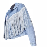 Ladies Denim Jacket-Rhinestone fringe decoration (3)