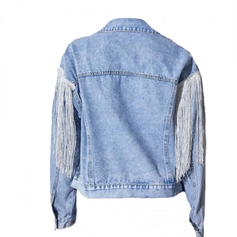 Ladies Denim Jacket-Rhinestone fringe decoration (4)