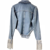Ladies Denim Jacket-Rhinestone fringe decoration (2)