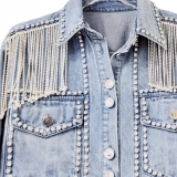 Ladies Denim Jacket-Rhinestone fringe decoration (3)