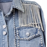 Ladies Denim Jacket-Rhinestone fringe decoration (4)
