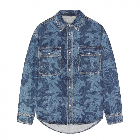 Laser printed denim shirt for men