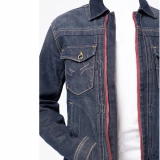 Men's Denim Jacket-Color contrast zipper (2)