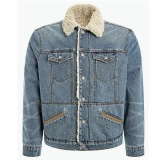 Men's denim Jacket +lambskin