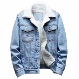 Men's denim Jacket +lambskin (2)