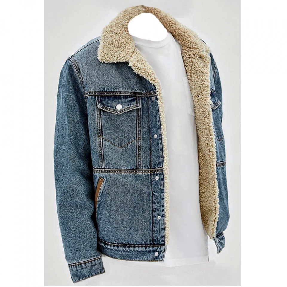 Men's denim Jacket +lambskin (3)