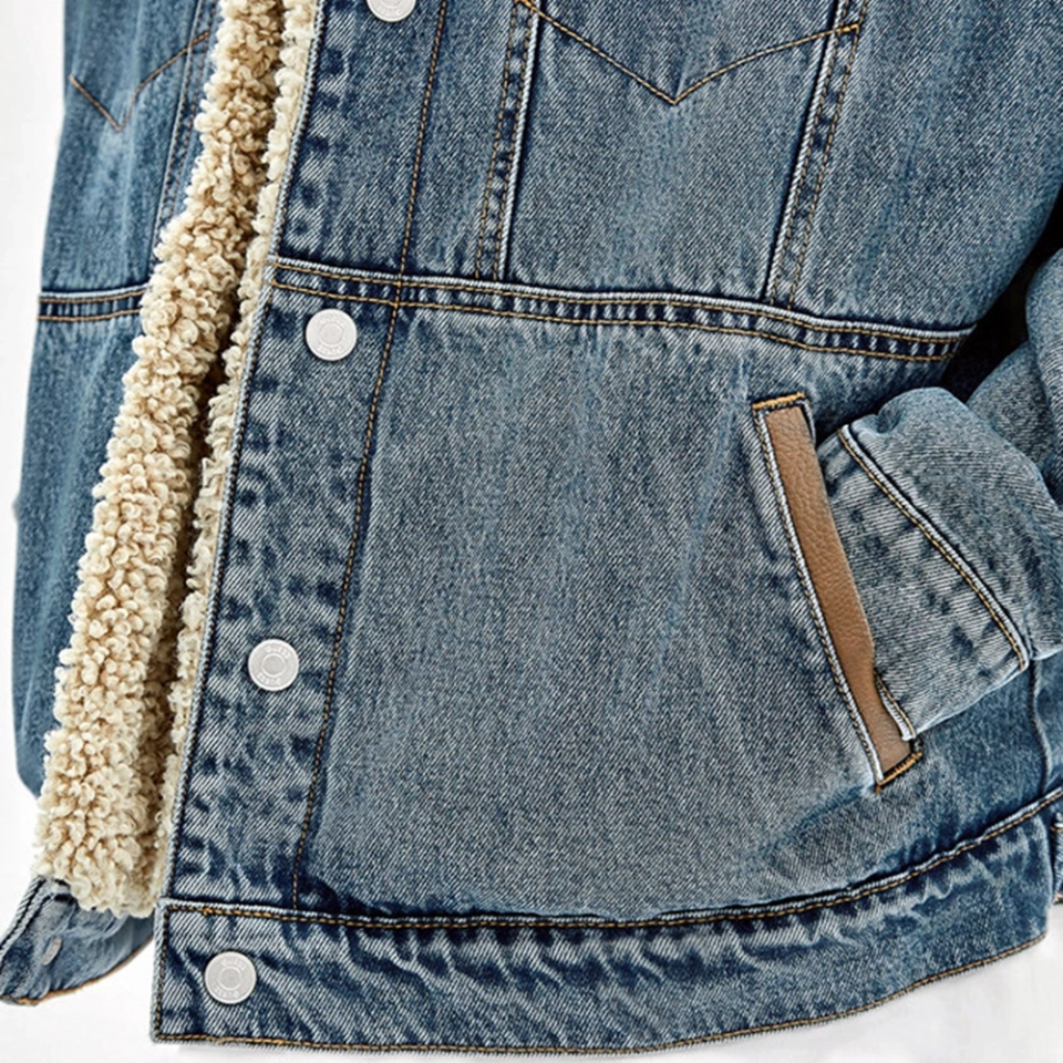 Men's denim Jacket +lambskin (4)