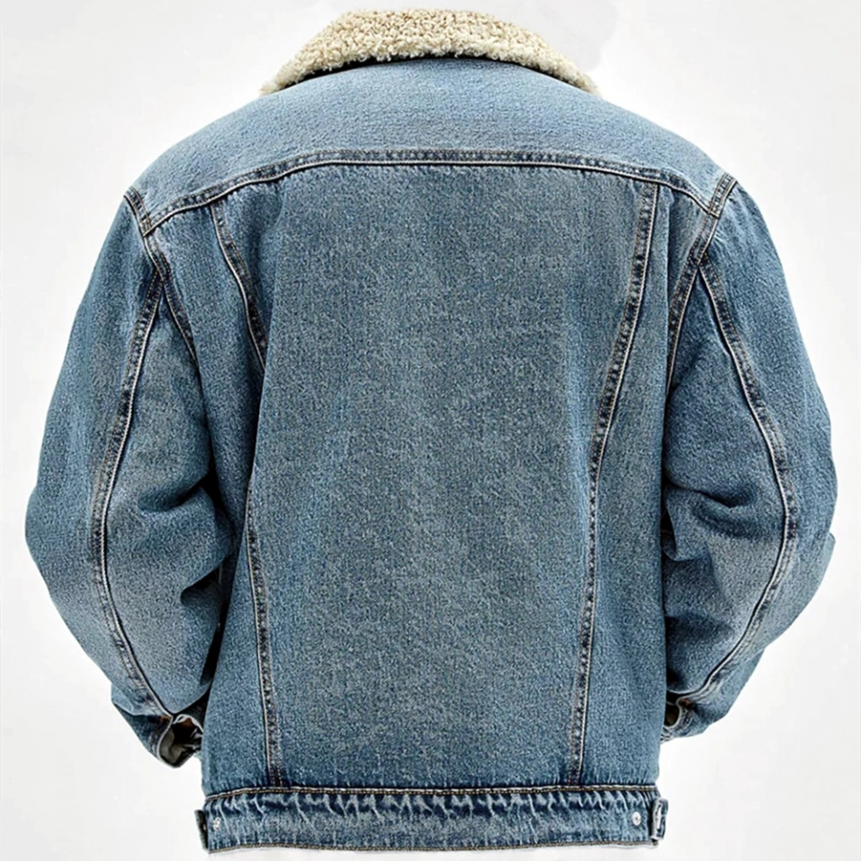 Men's denim Jacket +lambskin (5)