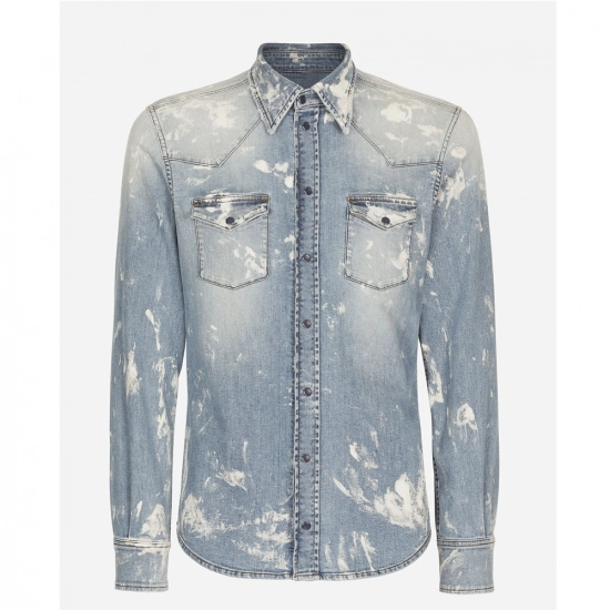 Men's denim shirt-pickling