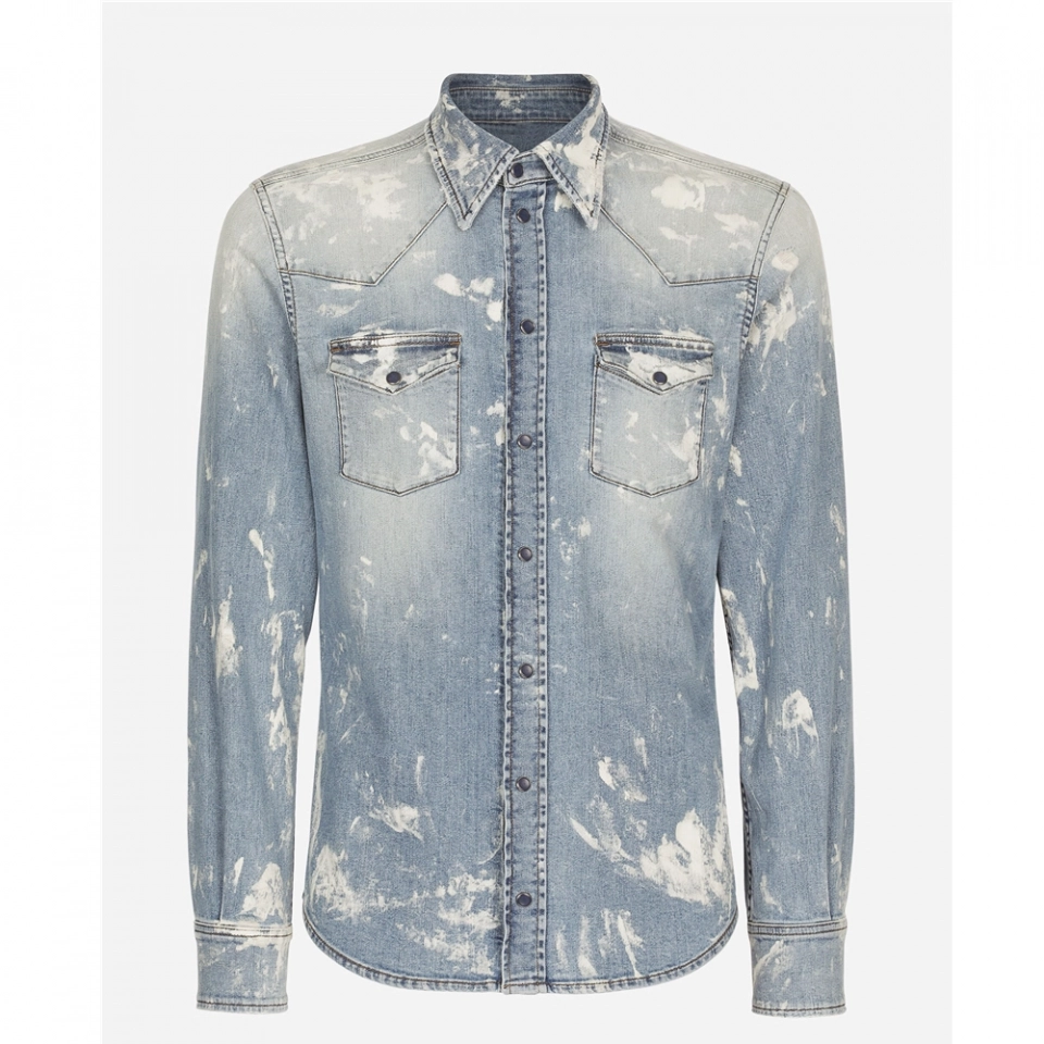 Men's denim shirt-pickling