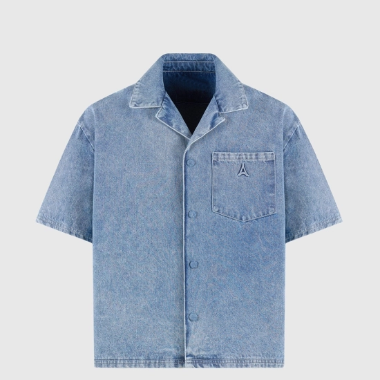 Men's Denim Shirt-Short sleeve