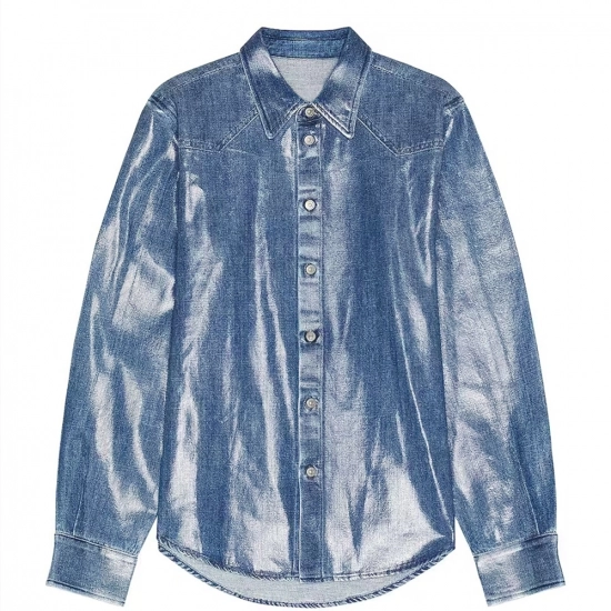 Men's denim shirt-Transparent offset printing