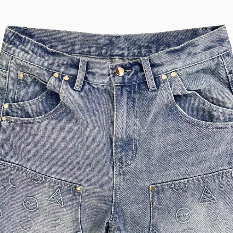 Men's Denim  Short-Silicone embossing (3)