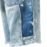Men's Denim  Short-Splicing dark color - loose edge (2)