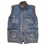 Men's Denim Vest-Plaid hanging inside +Cargo